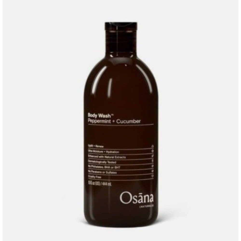 16oz Osana Naturals Ultra Moisture + Hydration Body Wash Peppermint + Cucumber